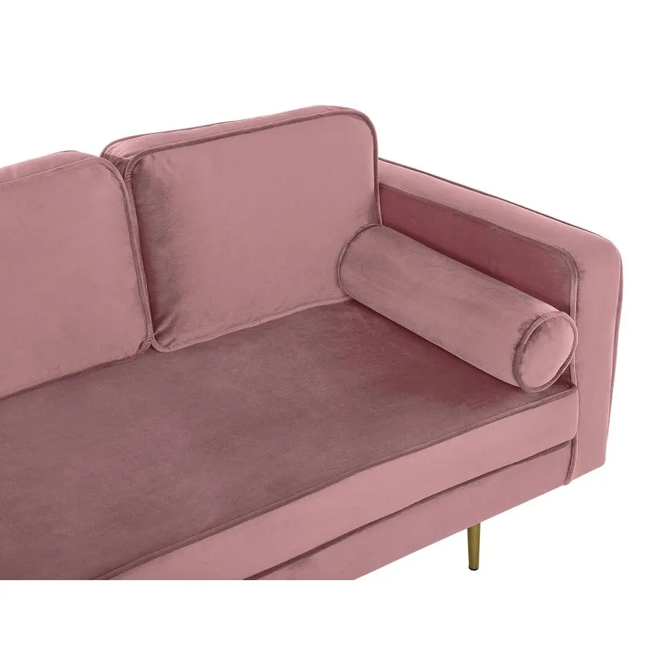 MIRAMAS - Chaise longue - Roze - Rechterzijde - Fluweel