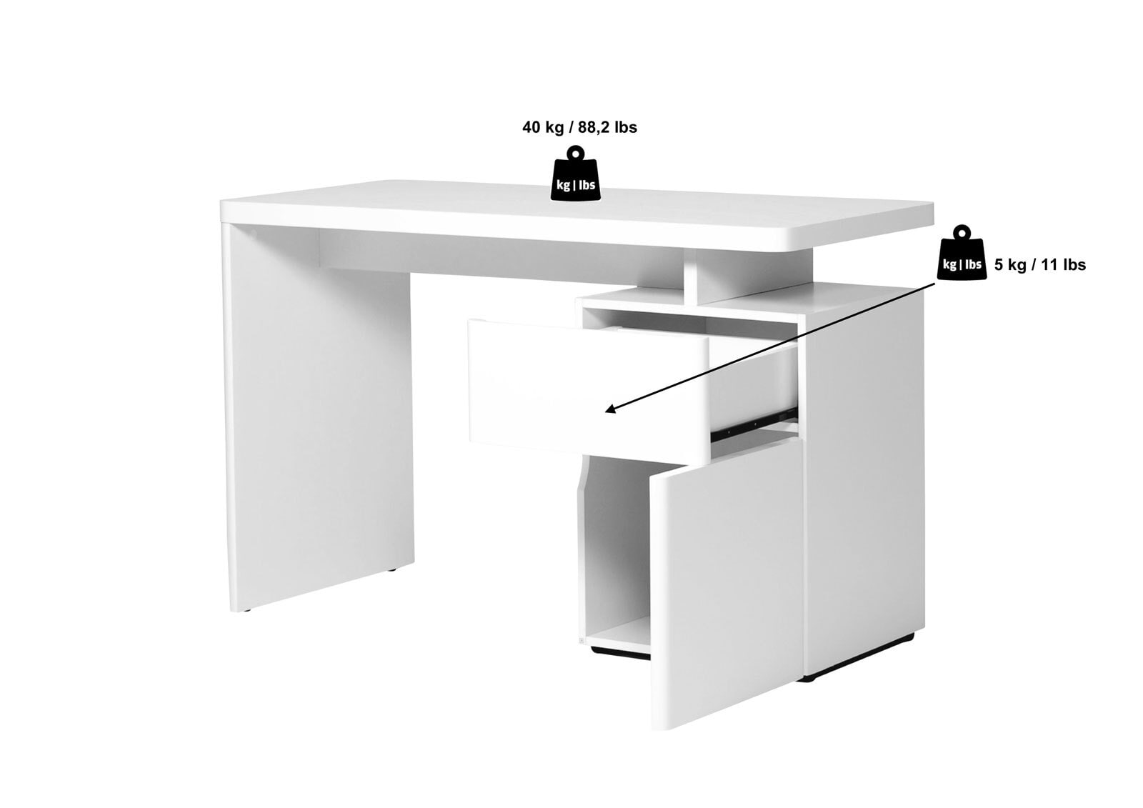 Schreibtisch Weiß Hochglanzca. 120 x 76 x 55 cm