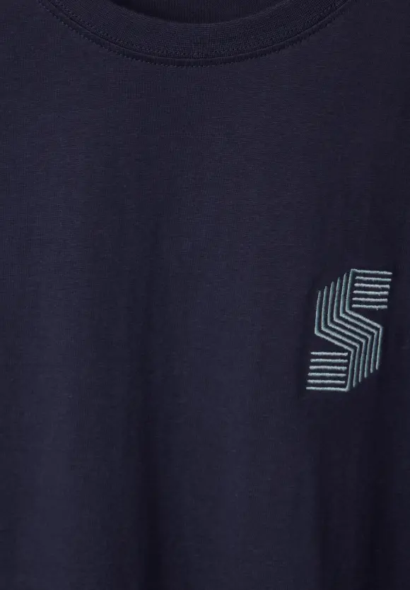 T-Shirt mit Brustprint - eclipse blue