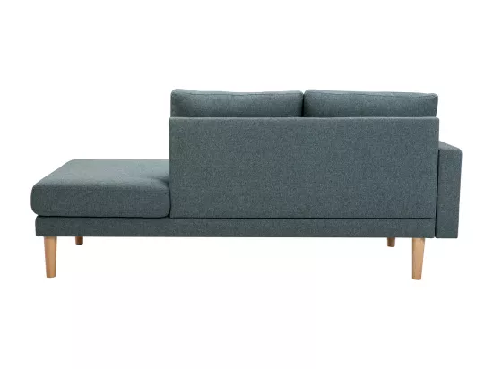 Méridienne scandinave en tissu vert de gris et bois clair massif L190 cm BERTILLE