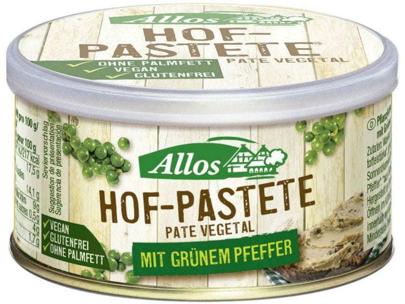 Allos Bio Hof Pastete Grüner Pfeffer Dose 125 g Pfanzlicher Brotaufstrich mit Grünem Pfeffer