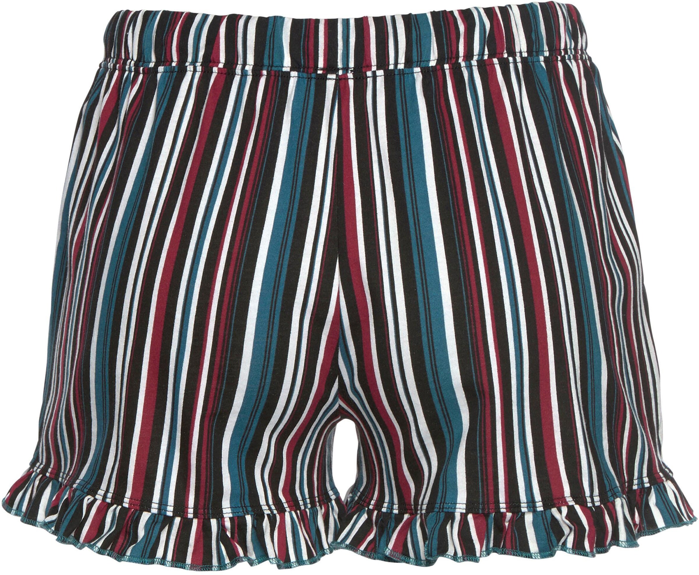 s.Oliver Schlafshorts in petrol-weinrot-gestreift