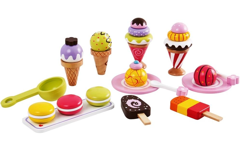 Spiel-Lebensmittel Glace SetEiscreme-Set aus Holz