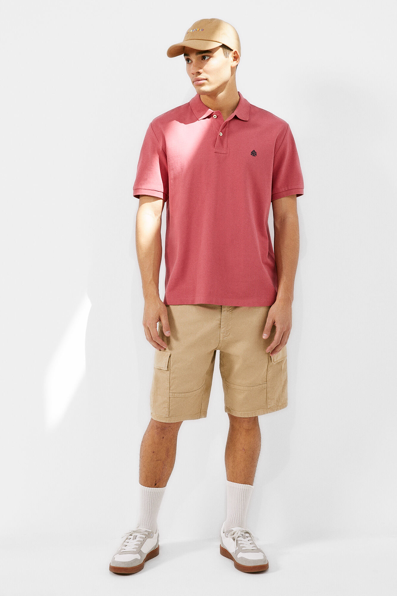 Camisa polo básica em piqué - fúcsia