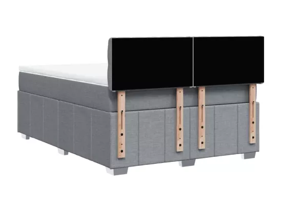 Sommier à lattes de lit avec matelas Gris clair 140x190cm Tissu