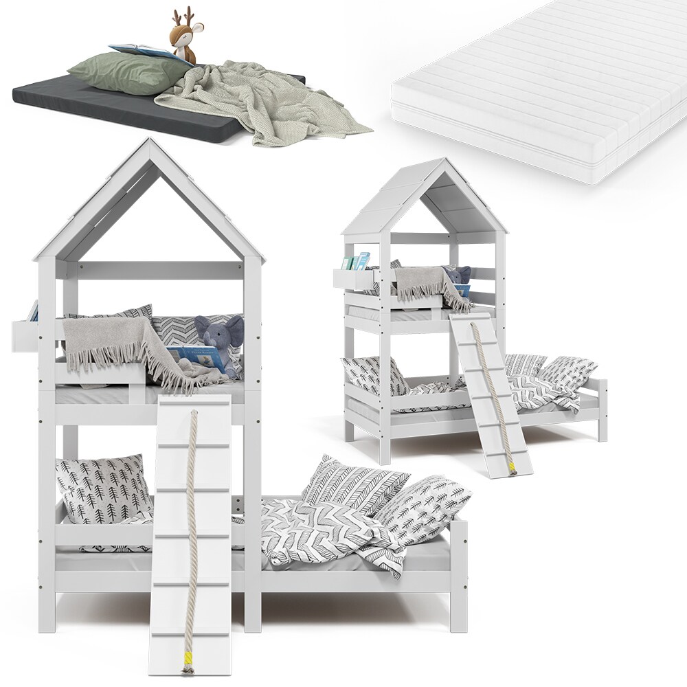 Kinderbett Teddy 90x200cm mit Matratze Spielbett Jugendbett Spielturm VitaliSpa