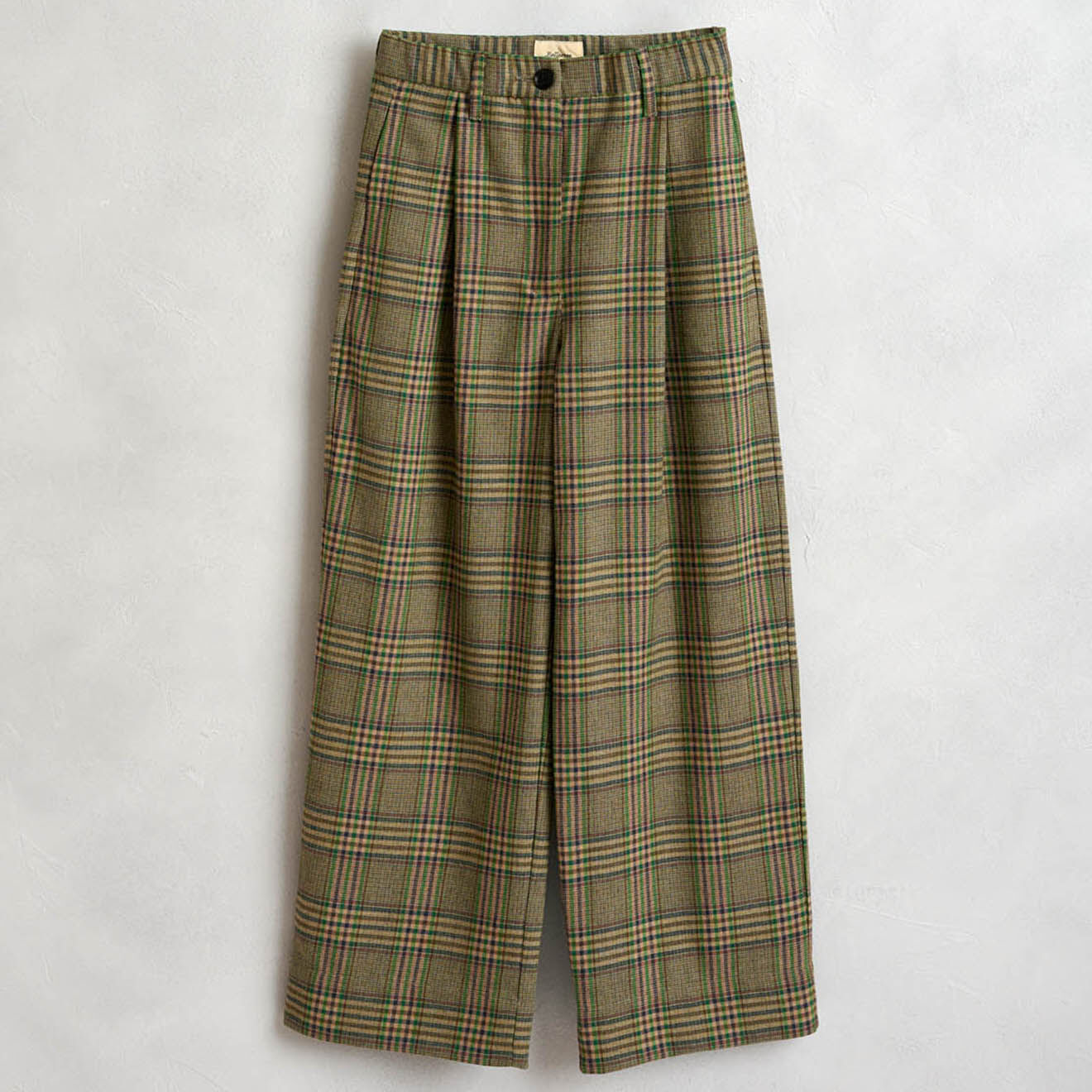 Bellerose Pantalon Pringle large à carreaux vert kaki