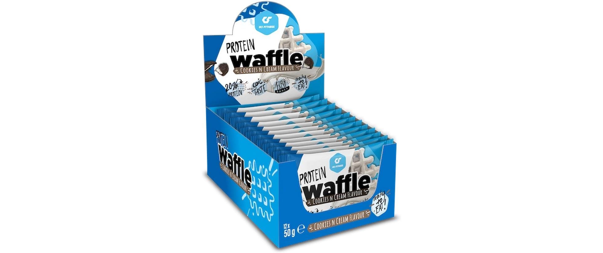 Nutrition Protein Waffle Box 12 x 50 g, CookieProtein Waffel mit weisser Masse überzogen und Cookies n Cream Aroma