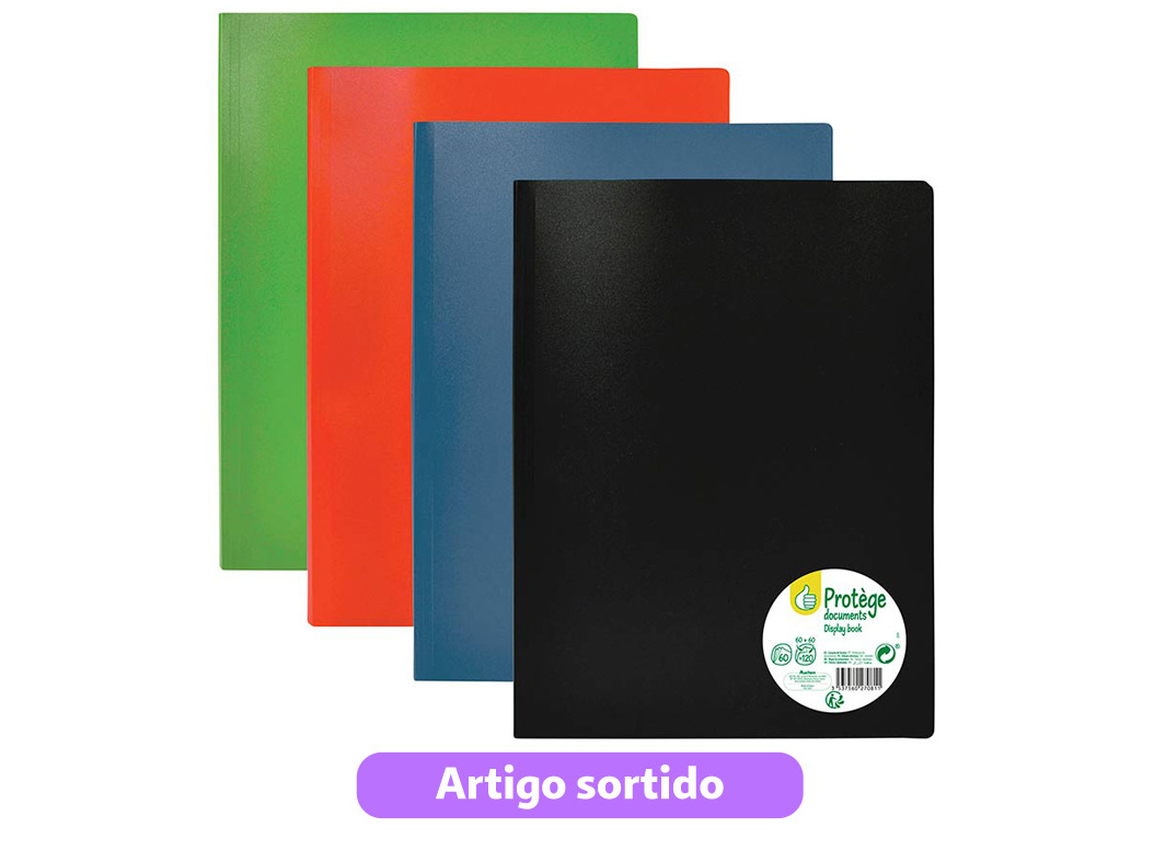 PORTFOLIO A4 POLEGAR 60 BOLSAS CORES SORTIDAS