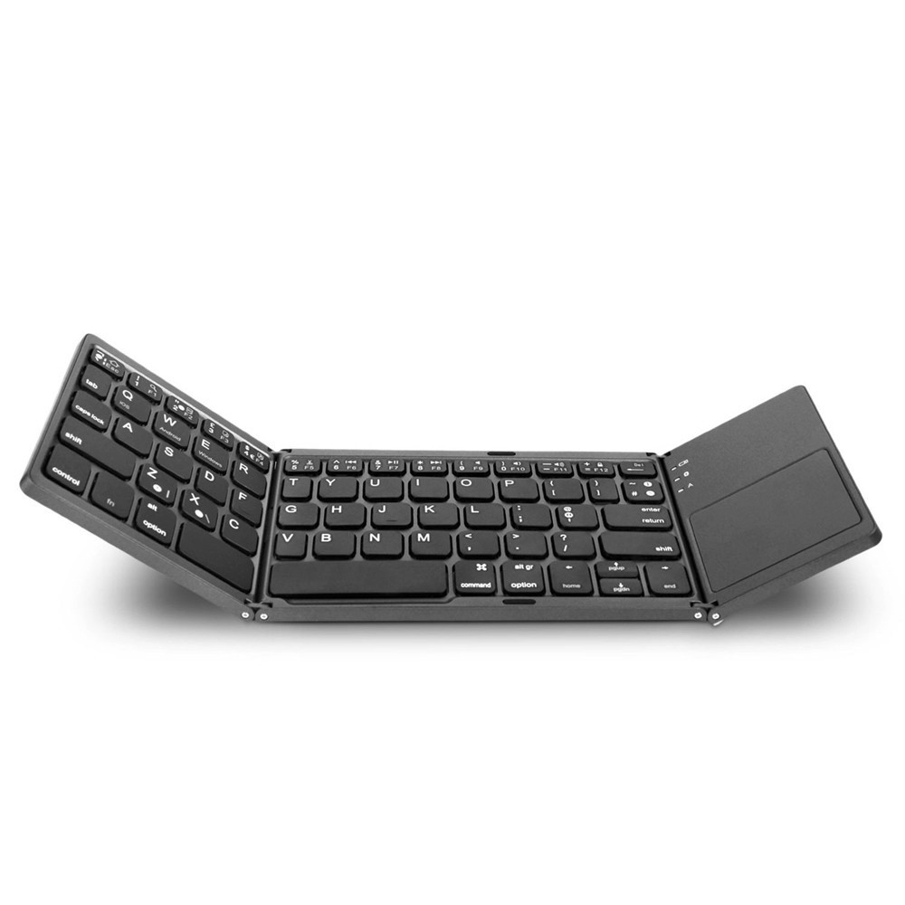 Faltbare Mini Bluetooth Tastatur Keyboard (QWERTY) mit Touchpad für Macbook / Laptop / Notebook / Tablet / Smartphone - Schwarz