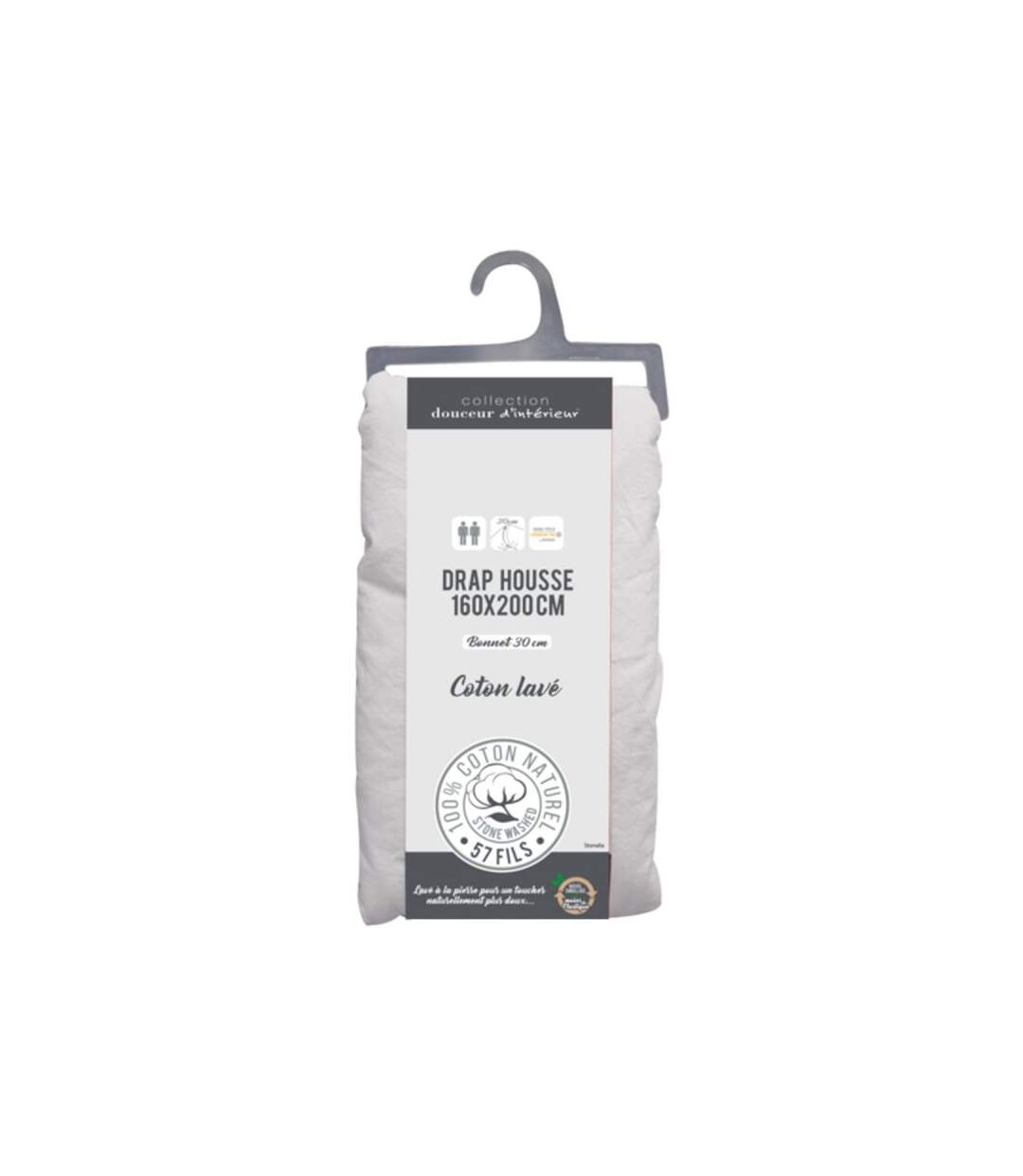 Drap Housse Stonalia 160x200cm Blanc