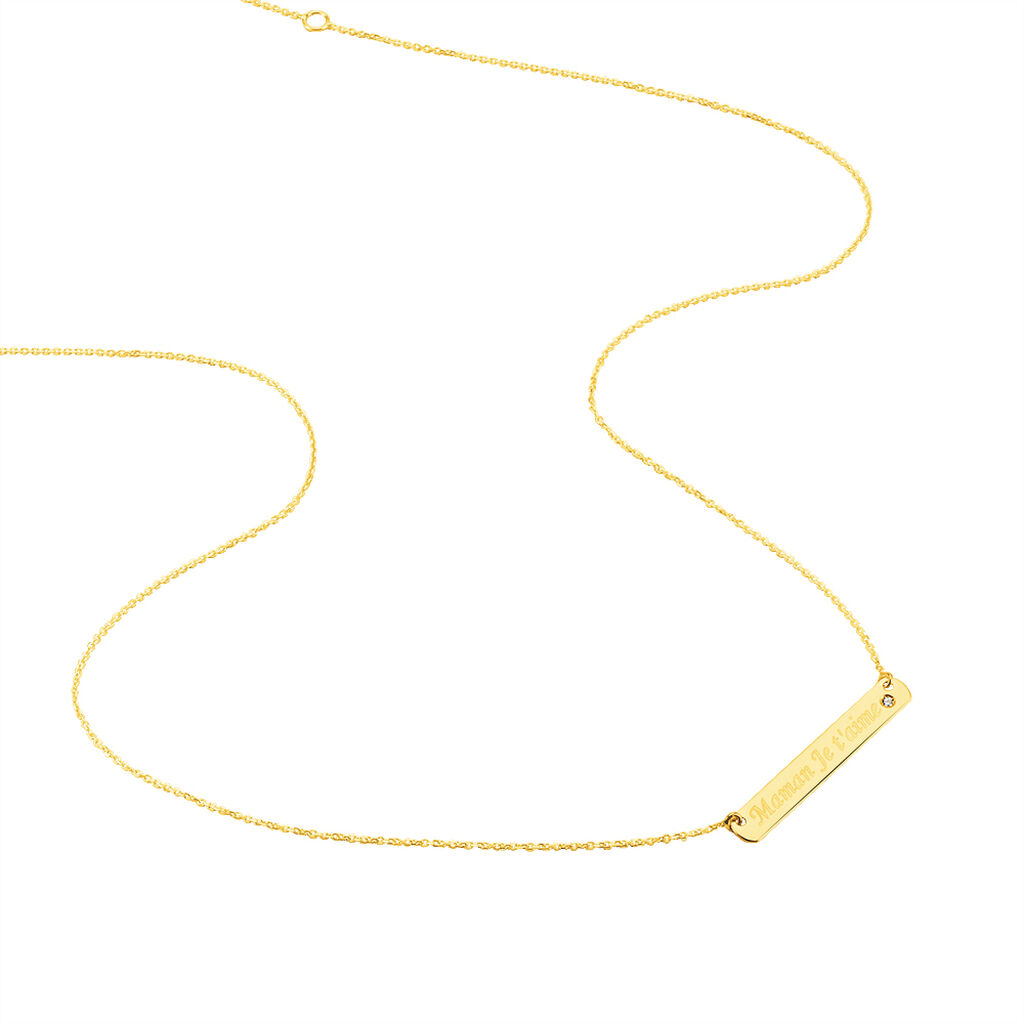 Collier Fania Message Or Jaune Oxyde De Zirconium