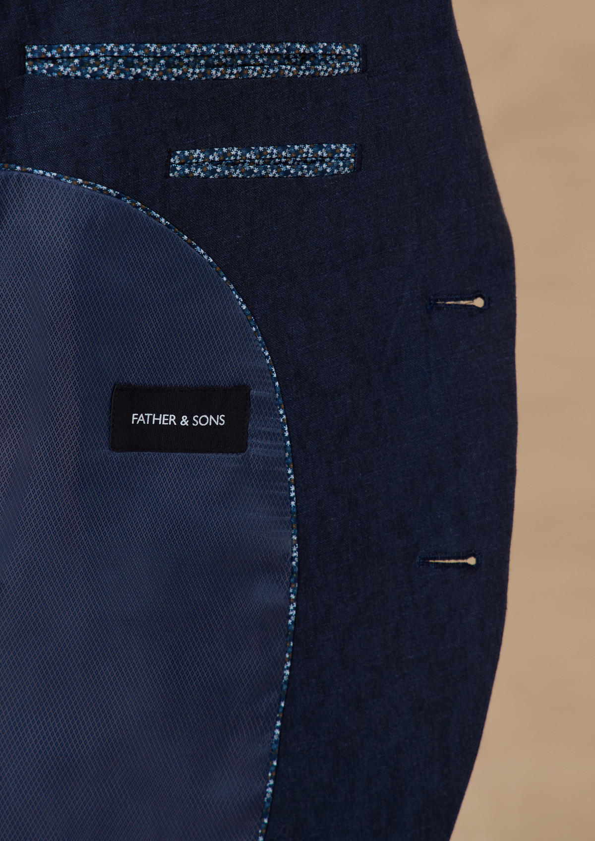Veste coordonnable Slim en lin uni bleu indigo