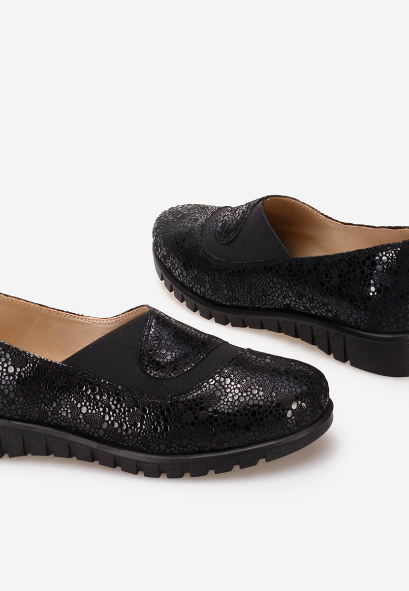 Chaussures casual femme en cuir noirs Janora V3
