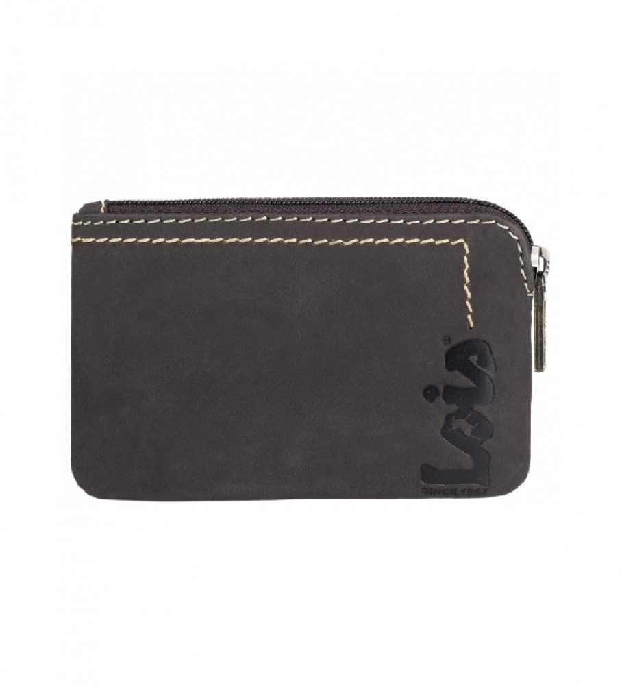 Carteira de couro Lois 201502 marrom escuro - 11x7cm -