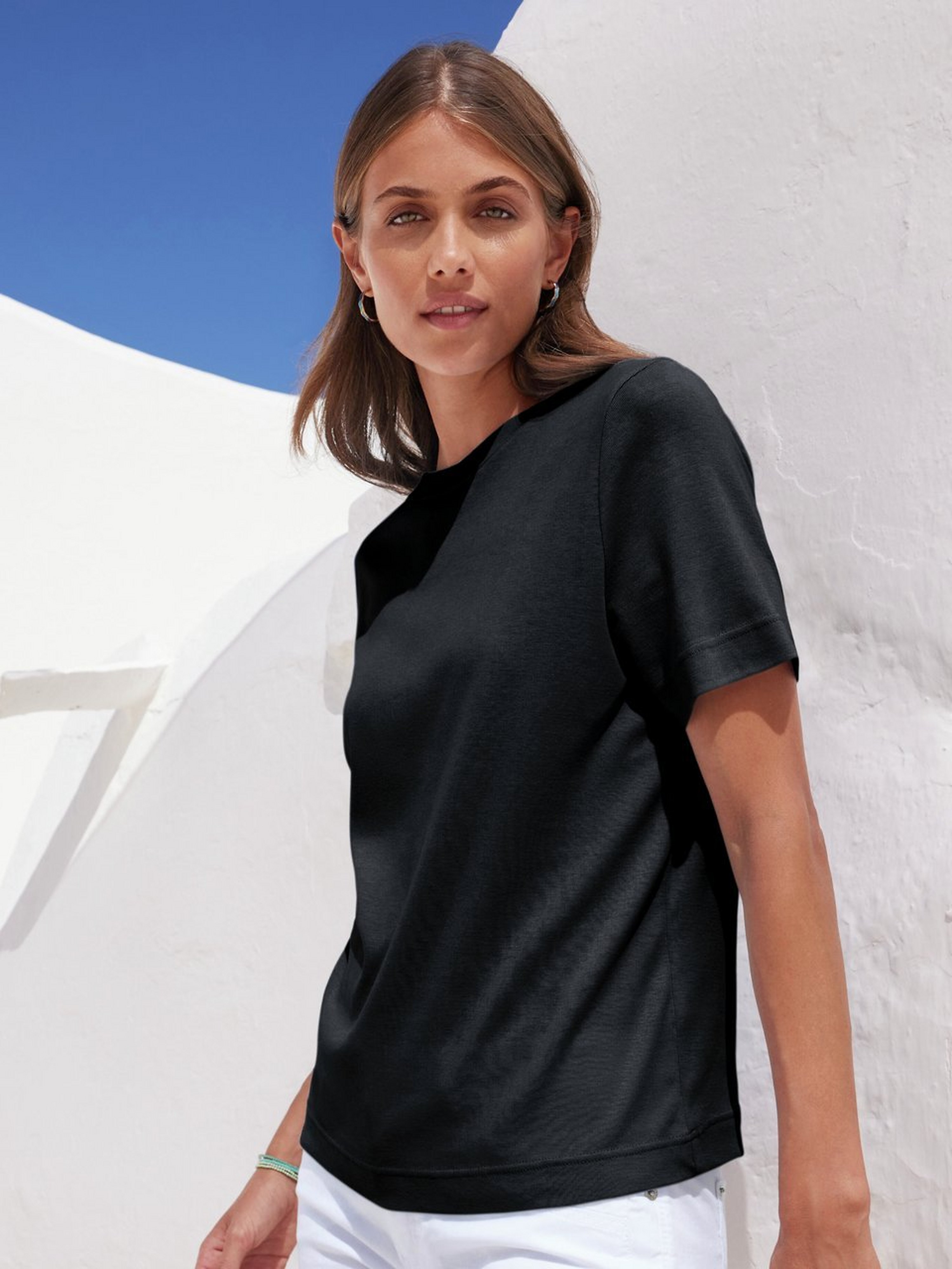 Rundhals-Shirt mit 1/2-Arm