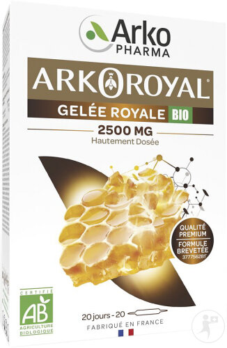 Arkopharma Arkoroyal Gelée Royale Bio 2500mg Gout Miel Ampoules 20x10ml