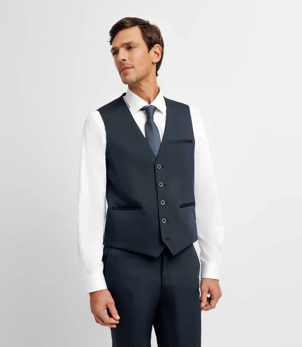 Gilet de costume tissu technique bleu marine