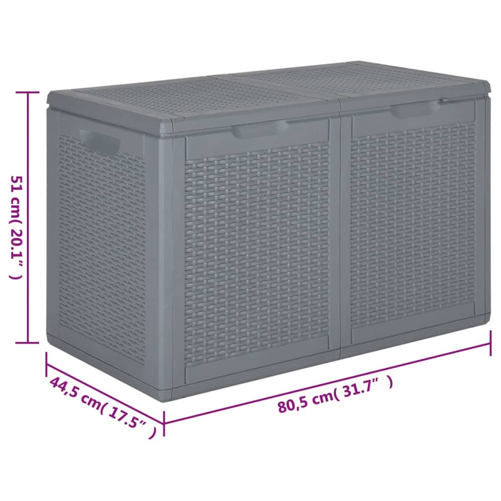 Boîte de rangement de jardin gris pp rotin 180 l