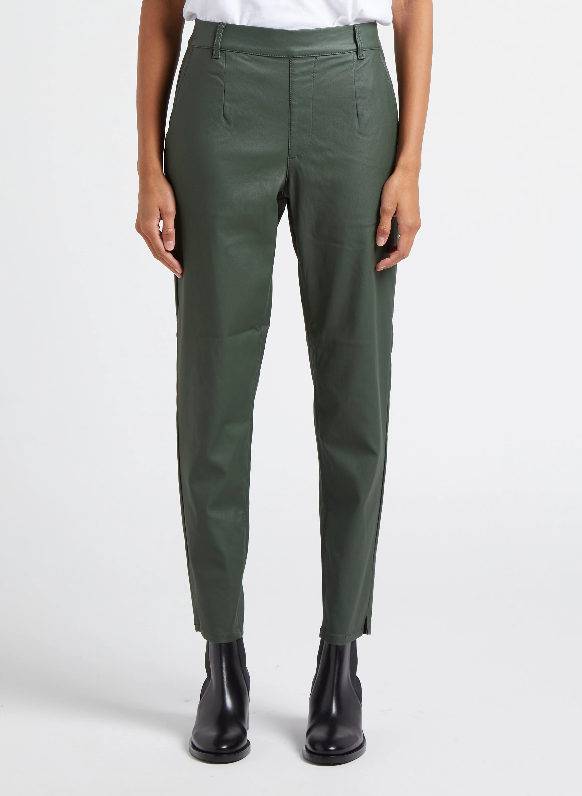 Pantalon slim effet enduit | Vert
