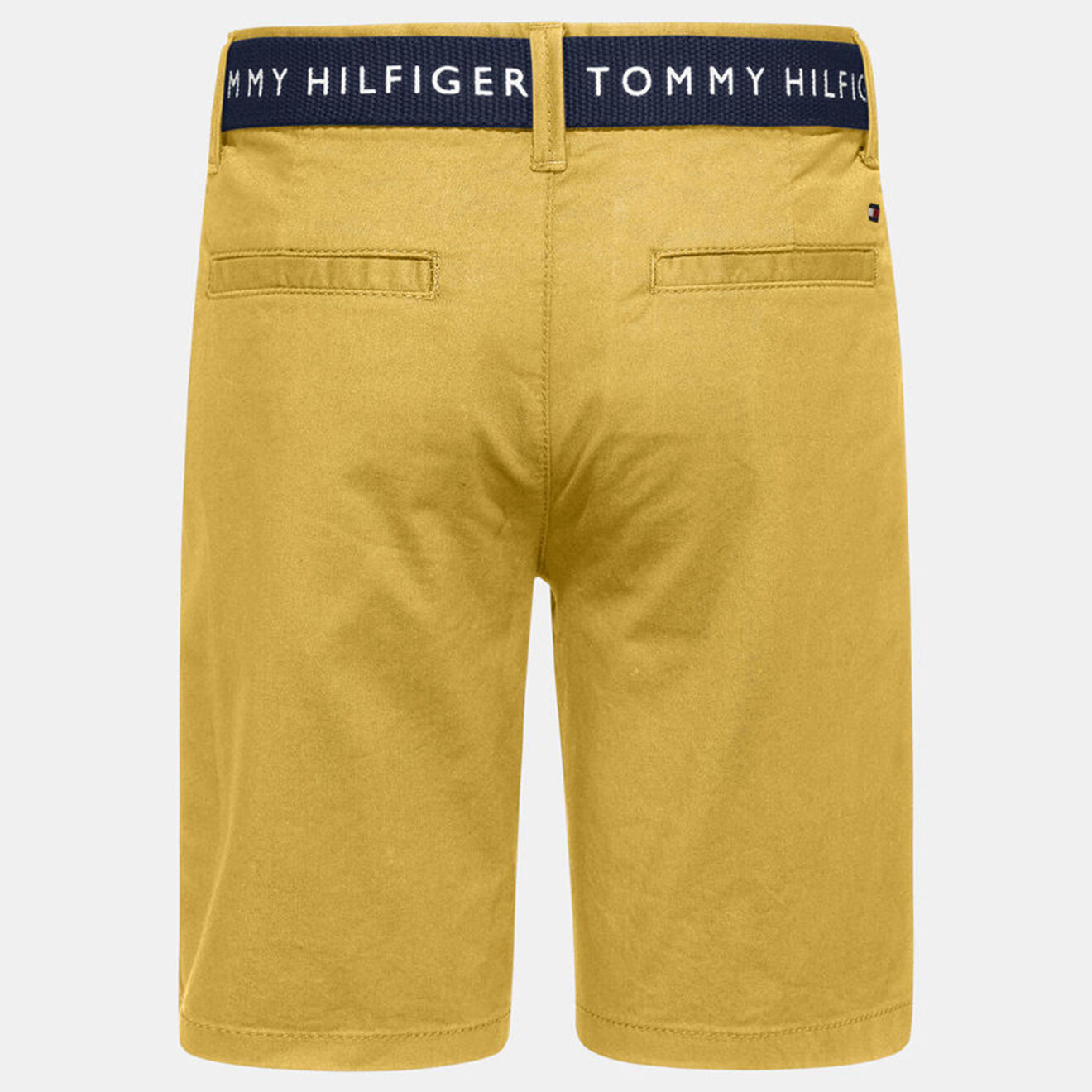 Tommy Hilfiger Short Chino en Coton bio à ceinture siglée jaune moutarde