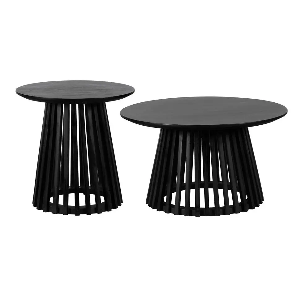 Lewis & Loft Salontafel Levi - FSC Mangohout - Zwart - Set van 2