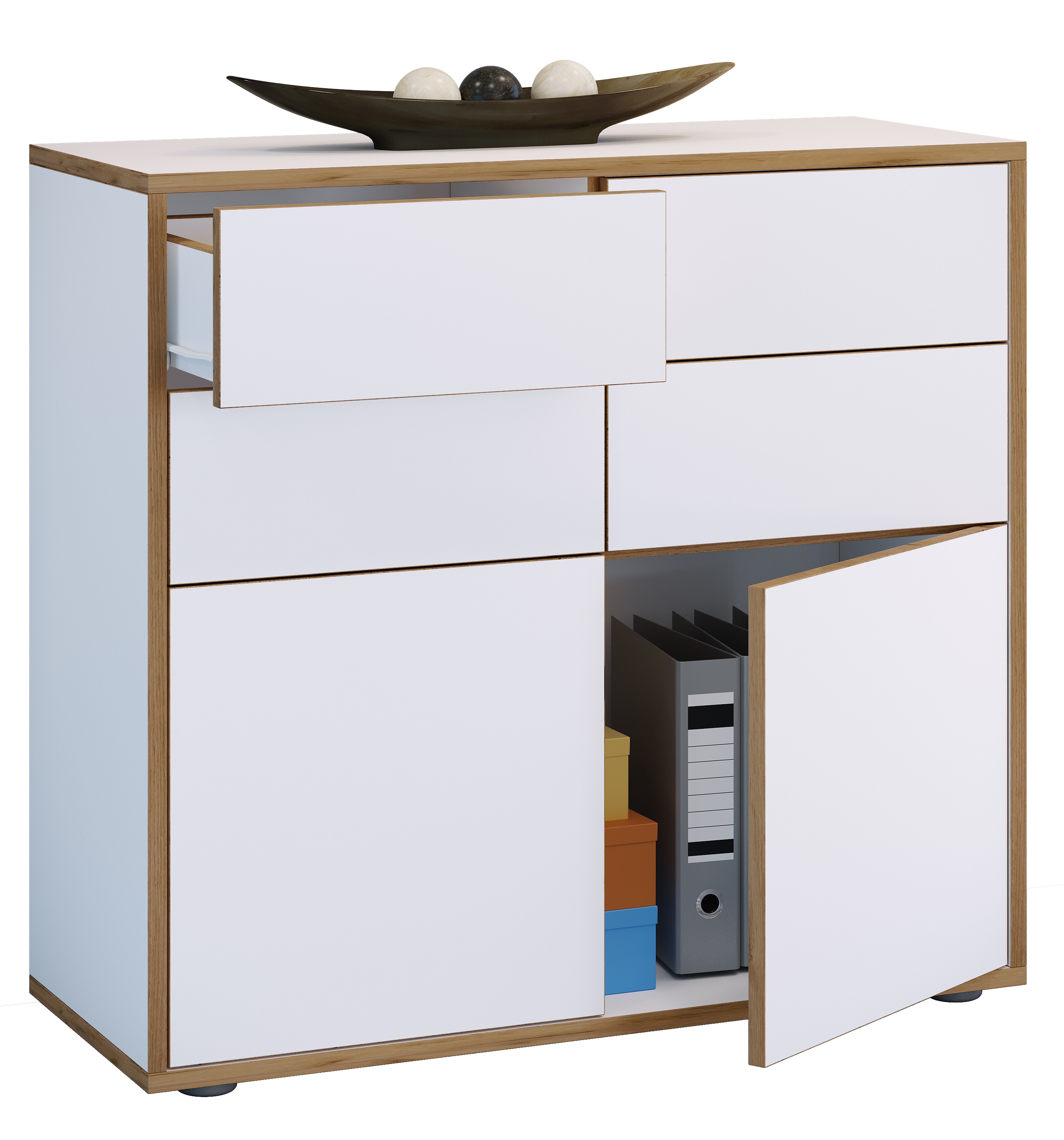 VCM Holz Kommode Sideboard Highboard Anrichte Schrank Büromöbel Salia Breite 100 cm Schublade Drehtüren