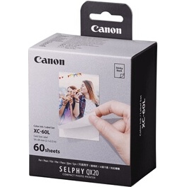 Consommable pour imprimante photo Canon XC-60L - Kit 60 impressions format carte de credit pour Selphy QX20