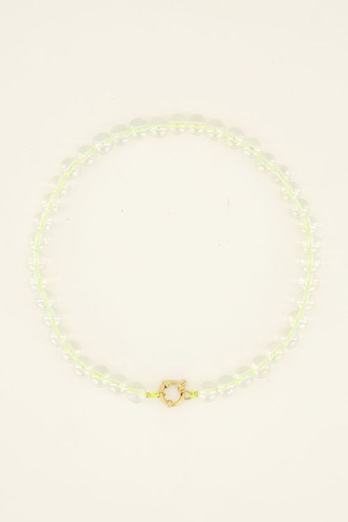 Sunchasers goudkleurige ketting met groene glazen kralen