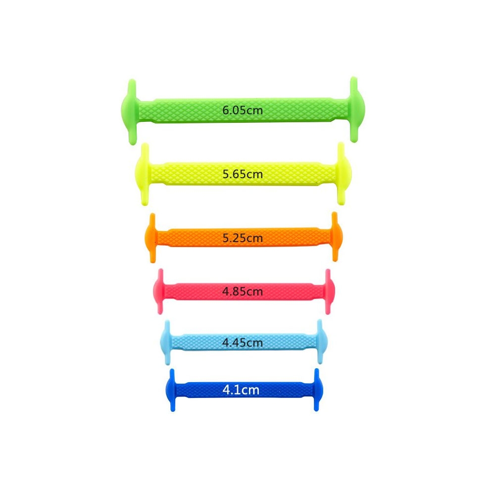 (12er Set) Schleifenlose Flache Schnürsenkel Schuhbändel aus Silikon für Kinder (4-6cm) - Bunt
