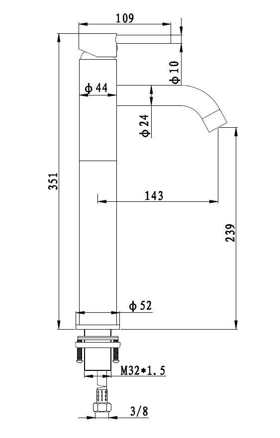 Best Design Nero wastafelkraan verhoogd 35cm zwart mat