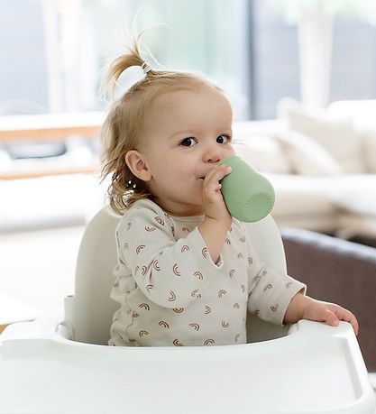 EzPz Mini Cup m. Suger?r - Silikone - Støvet  Grøn