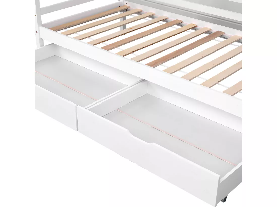 Lit banquette pour enfant 190x90cm avec tiroirs JULES - HAPPY GARDEN
