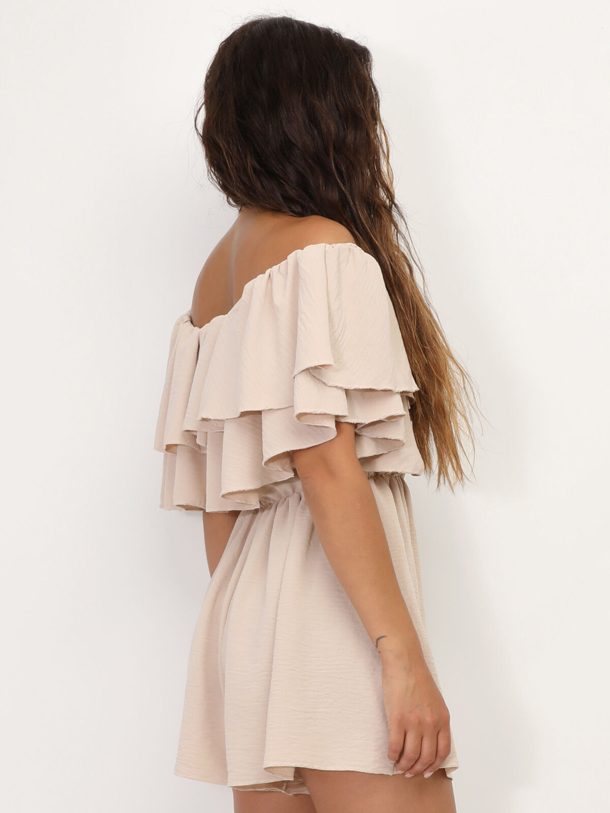 Combi-short à volants- Beige