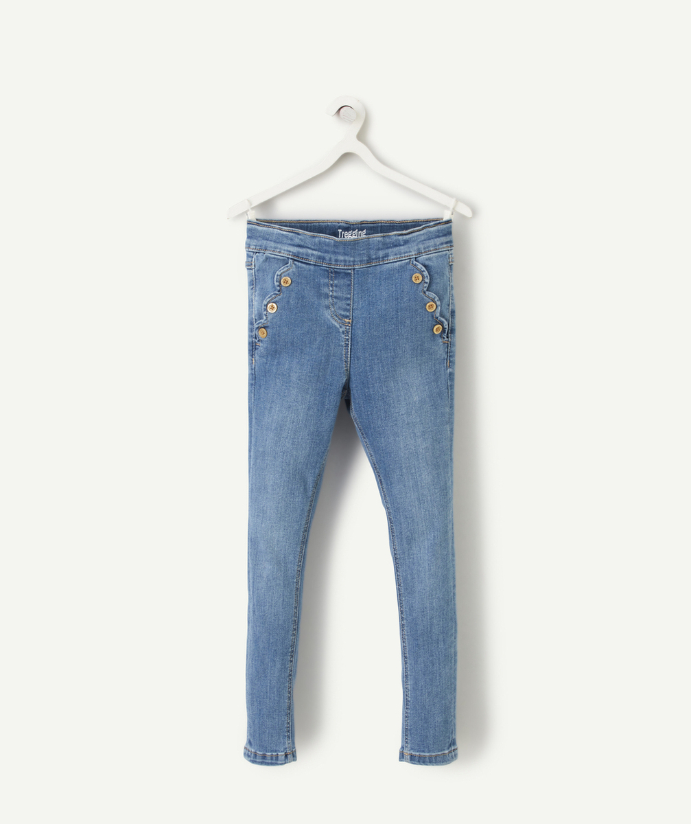 PANTALON TREGGING FILLE EN DENIM BLEU LOW IMPACT ET BOUTONS