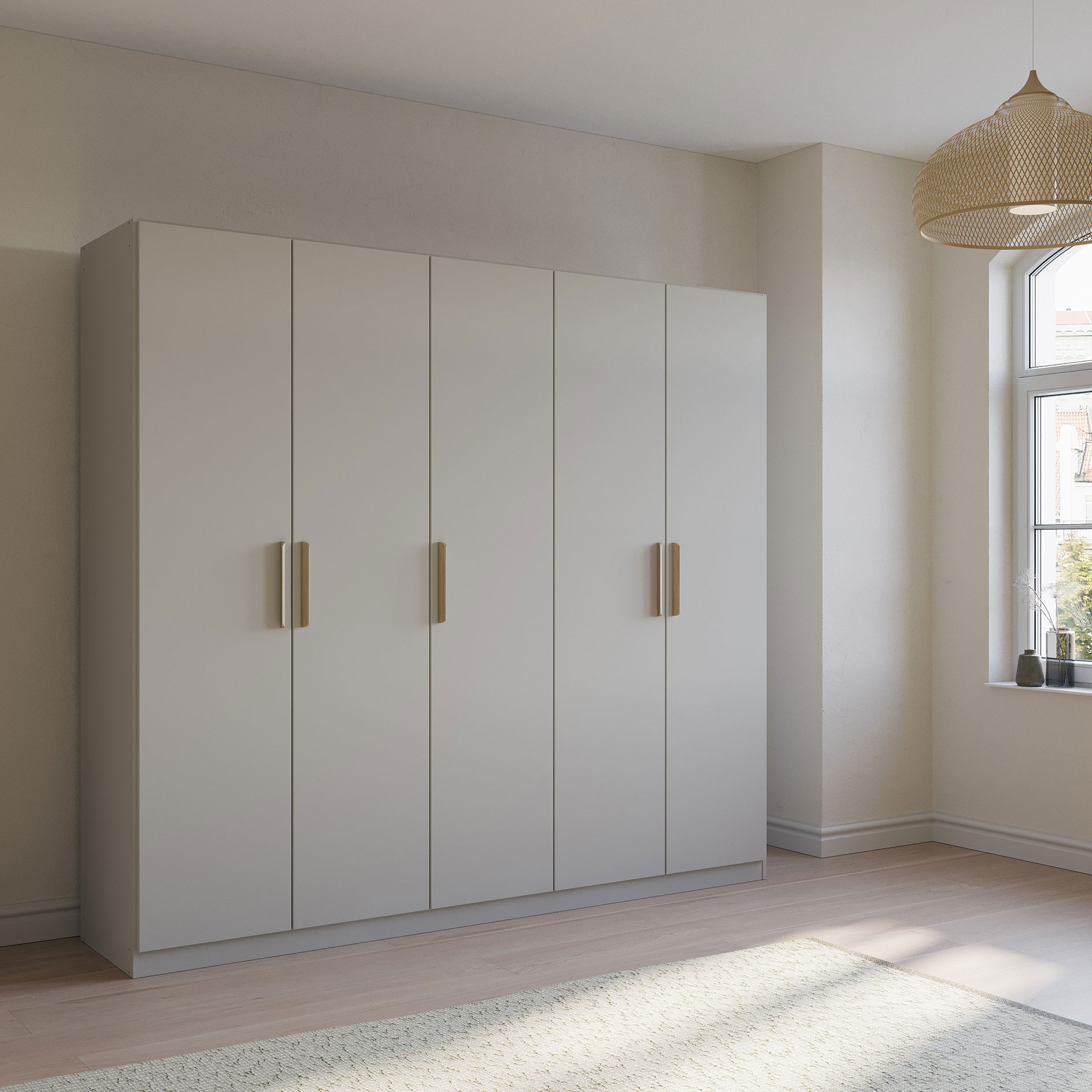 Drehtürenschrank - seidengrau - 5 Türen - 226 cm