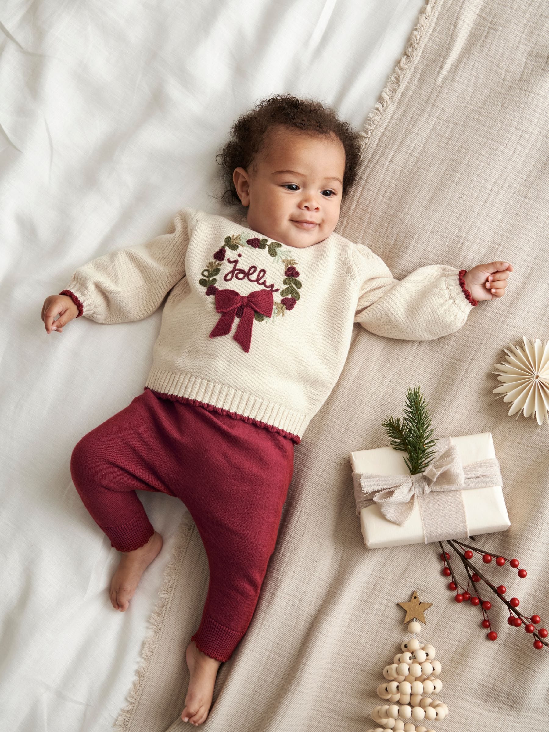 Mamas & Papas kerstset van top en legging met krans