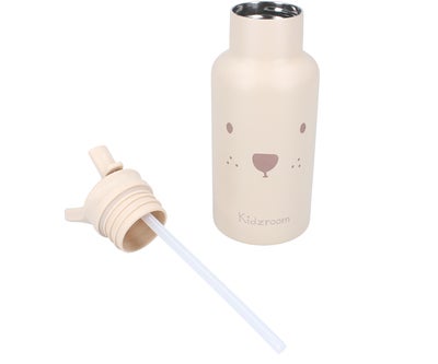 Kidzroom Beary Excited  Rustfritt stål Vannflaske 350ml, Beige