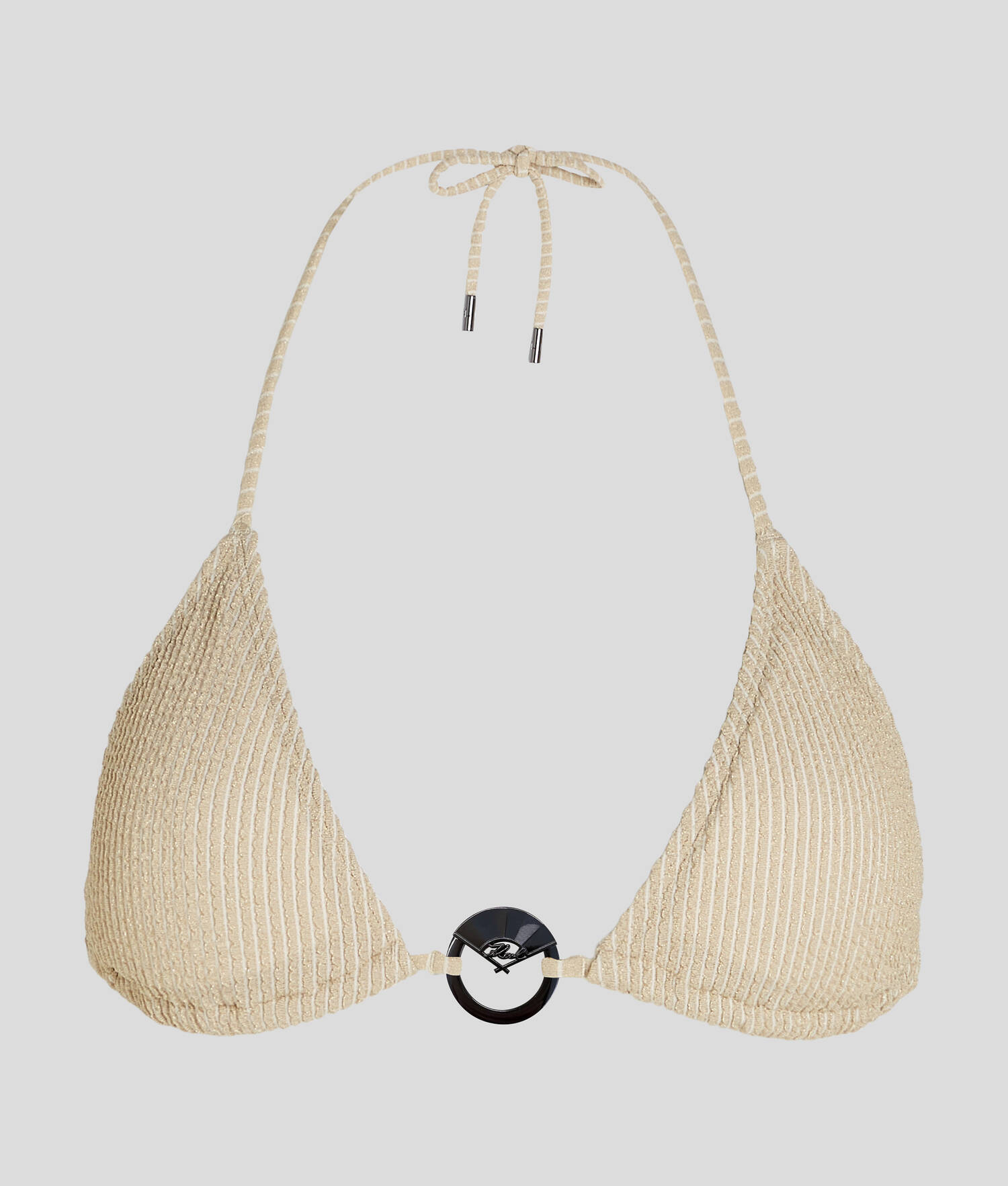 HAUT DE BIKINI TRIANGLE EN LUREX À BRELOQUE EN FORME D'ÉVENTAIL