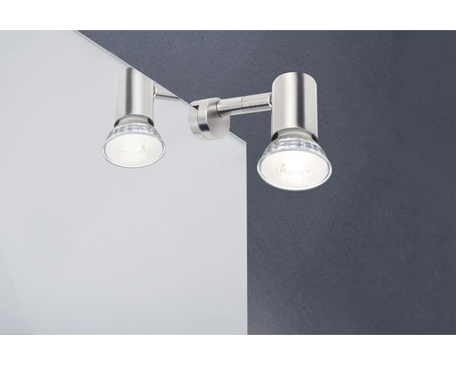 LED spiegellamp IP23 5,3W 345 lm 2700K warm wit Galeria Spot ijzer/geborsteld 230V H 60 mm