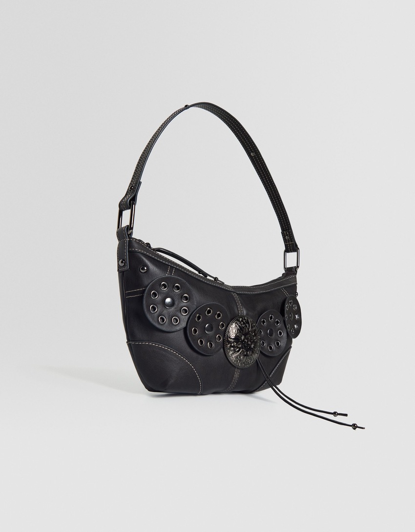 Bolsa de ombro com detalhe de efeito desbotado