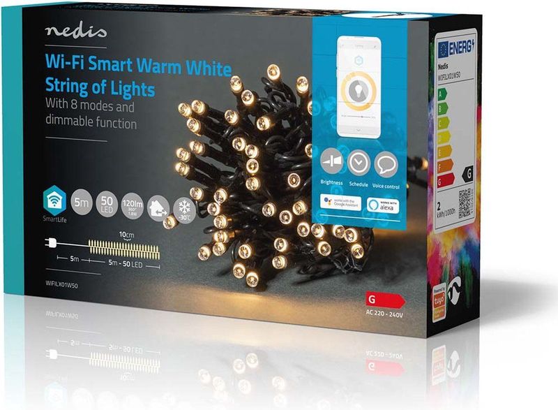 Nedis - SmartLife - Decoratief LED-Lichtsnoer - Warm-Wit - 5m - 50 LED's
