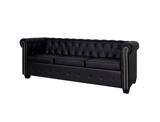 VIDAXL - Canapé à 3 places cuir synthétique noir