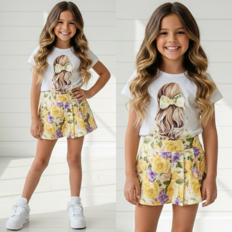 Flower short set - geel - verzenddatum 27 feb