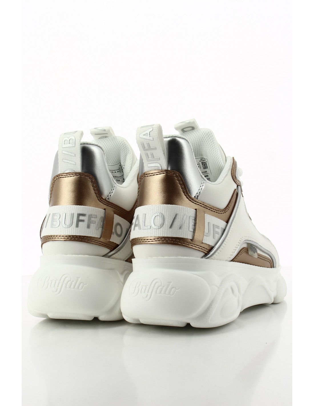 buffalo Baskets compensées Femme Cld Chai Blanc/Argent/Doré Vegan