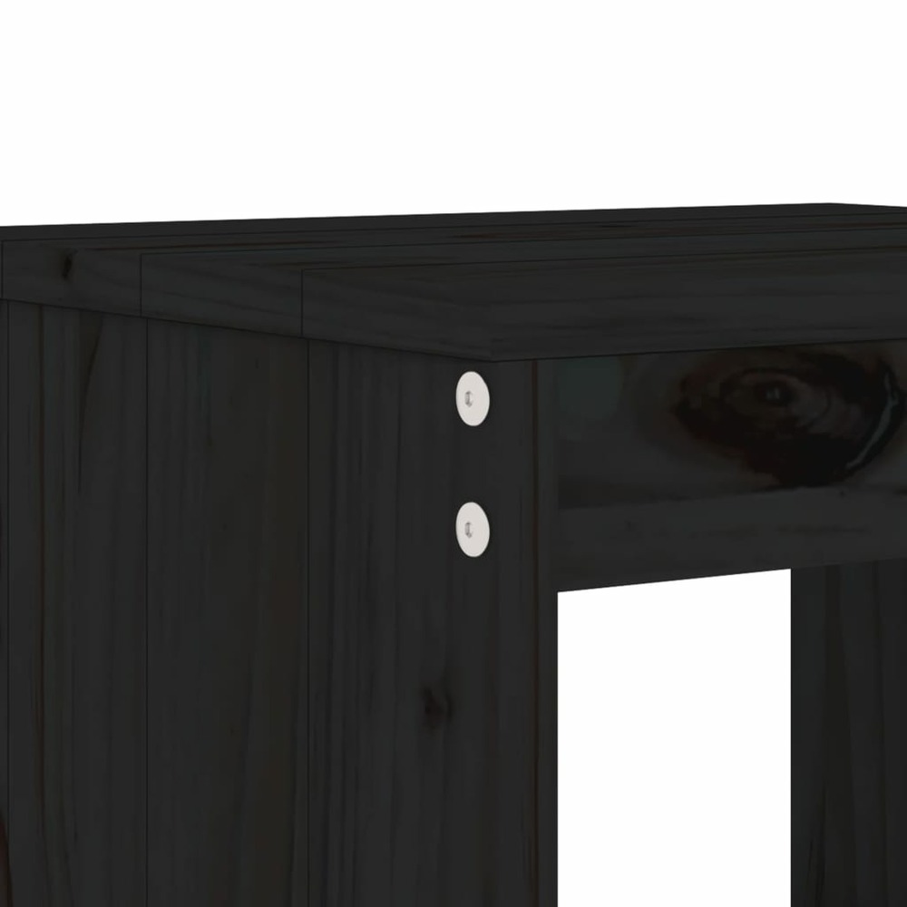 Ensemble de bistrot de jardin 3 pcs noir bois de pin massif