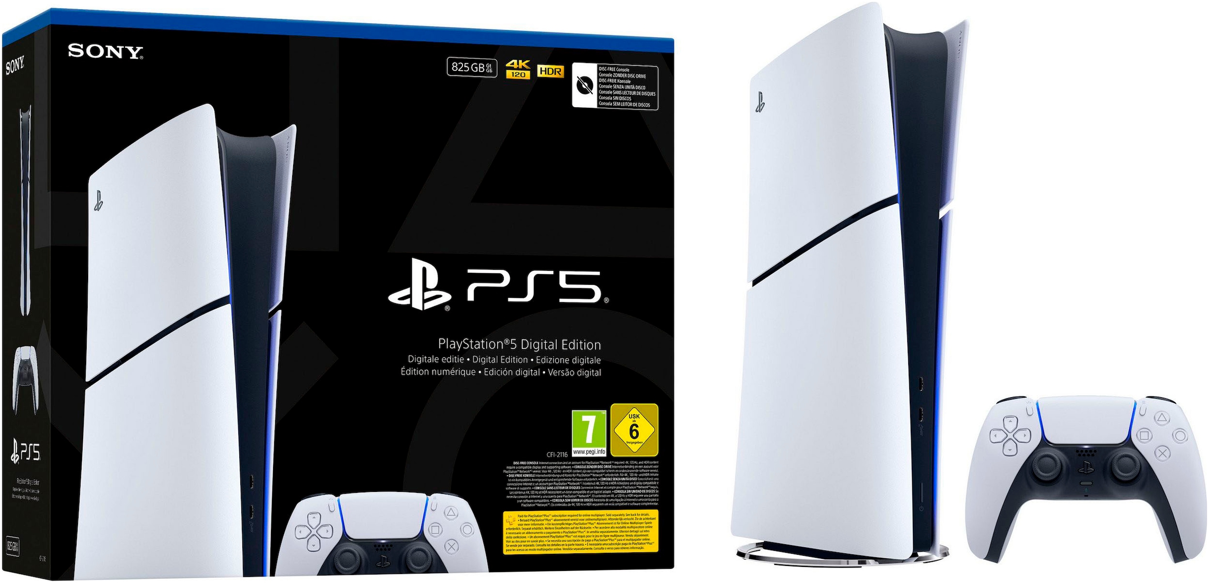 PlayStation 5 Konsolen-Set »Digital Edition (Slim) inkl. zweitem DualSense Wireless-Controller« 825 GB 1