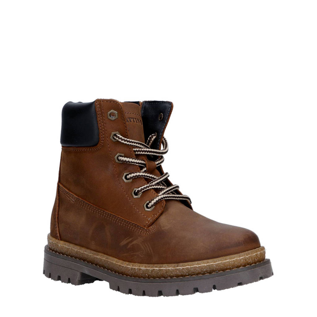 Gattino leren veterboots bruin