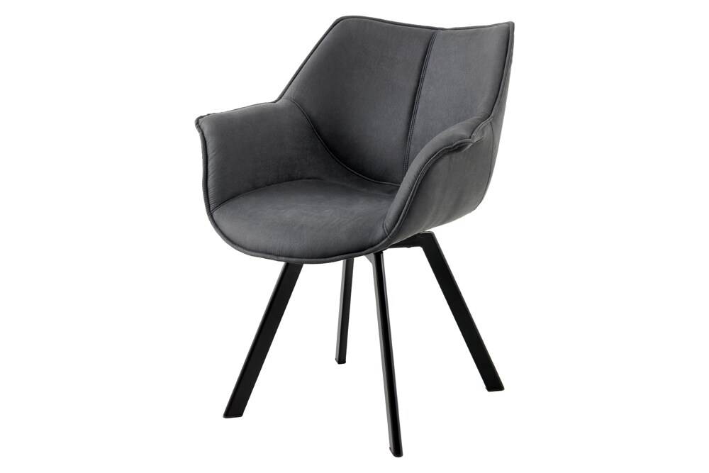 riess-ambiente Stuhl THE DUTCH RETRO - antik grau Microfaser mit Armlehnen Modern Design drehbar