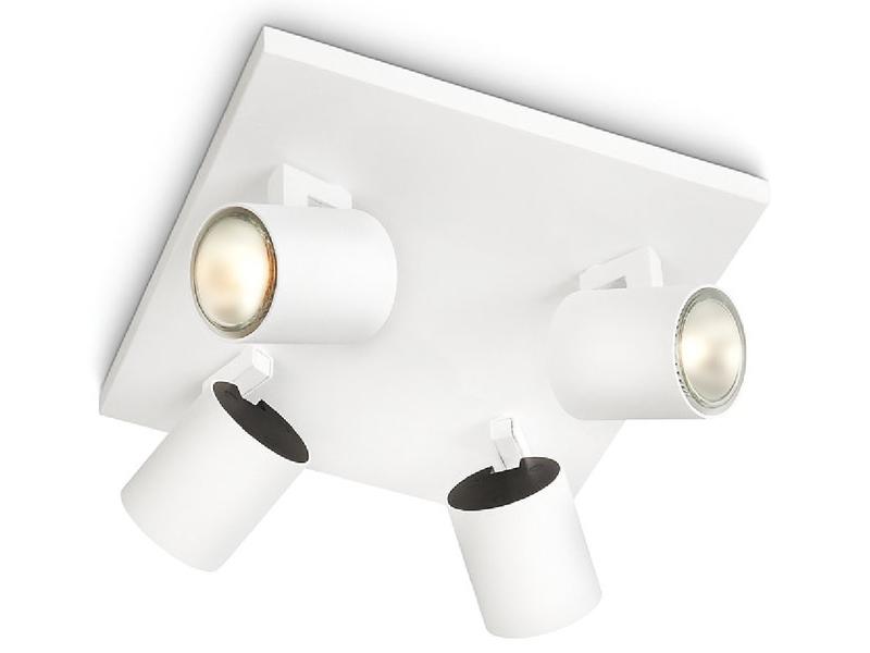 Philips Aufbauspot Runner, 4 x GU10, 20 W, Weiss MyLiving Aufbauleuchte mit beweglichem Leuchtenkopf